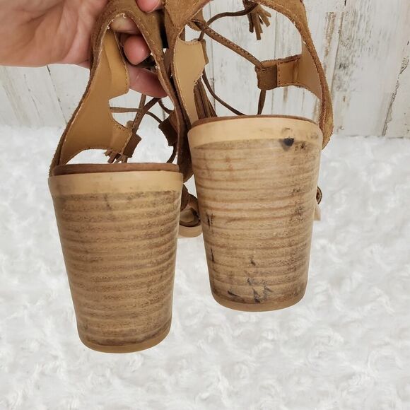 Dolce Vita Lace Block Heel Sandals Brown Size 8.5 - Picture 9 of 11